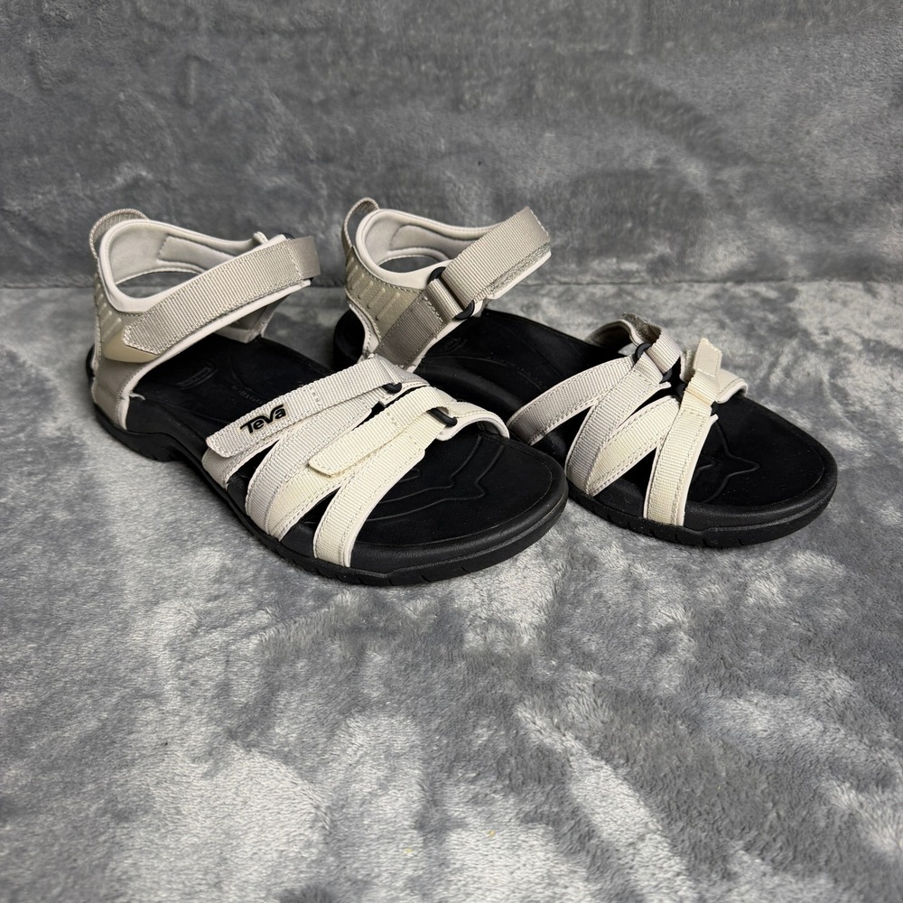 Teva Tirra Sandals Womens 8 Beige Cream Gray Athletic Hiking Water Shoes 4266